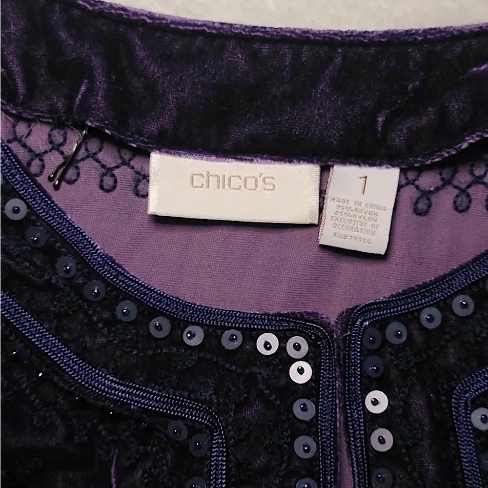 Chicos Purple Embroidered Bohemian Blouse - Picture 2 of 4